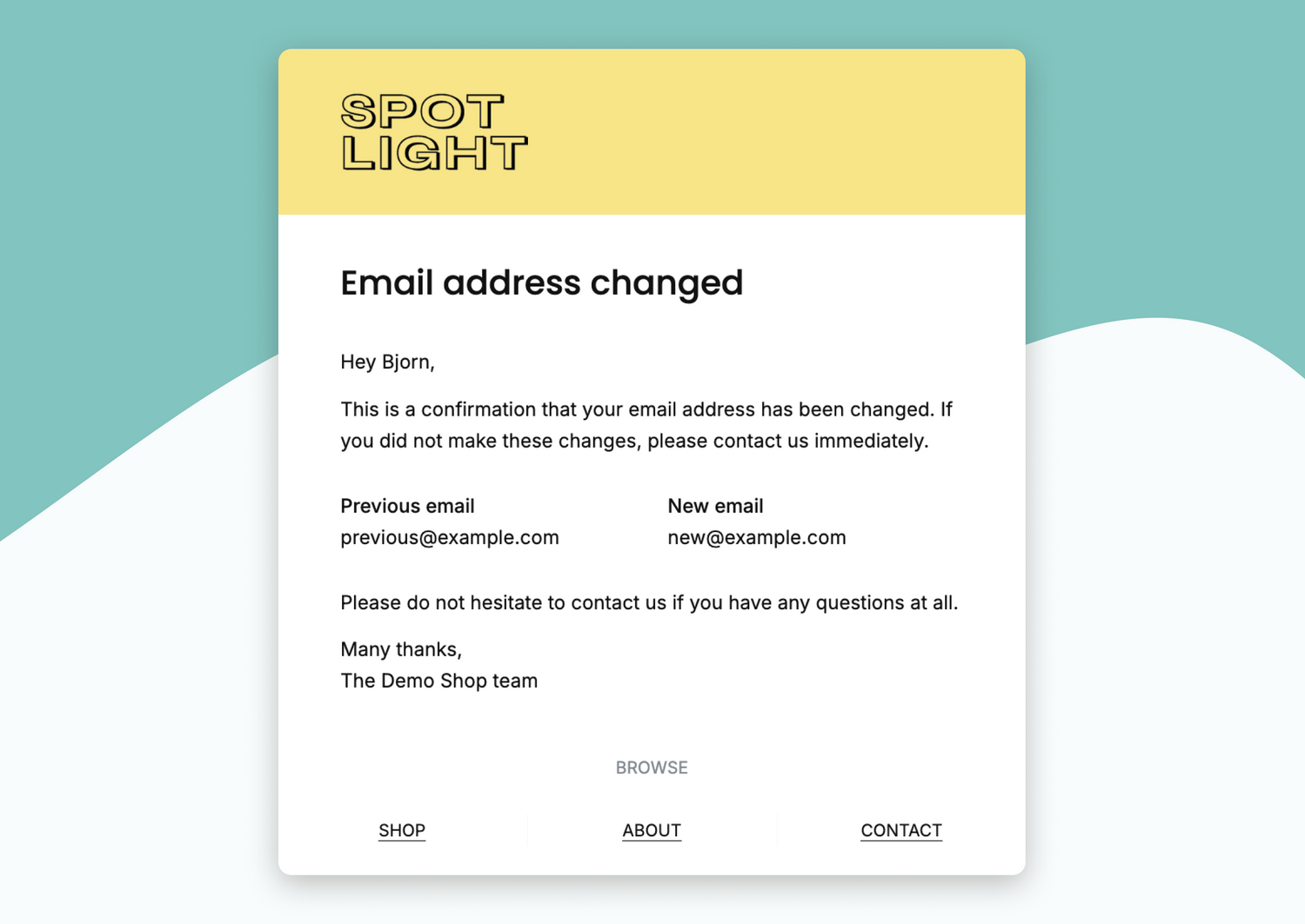 email adress change