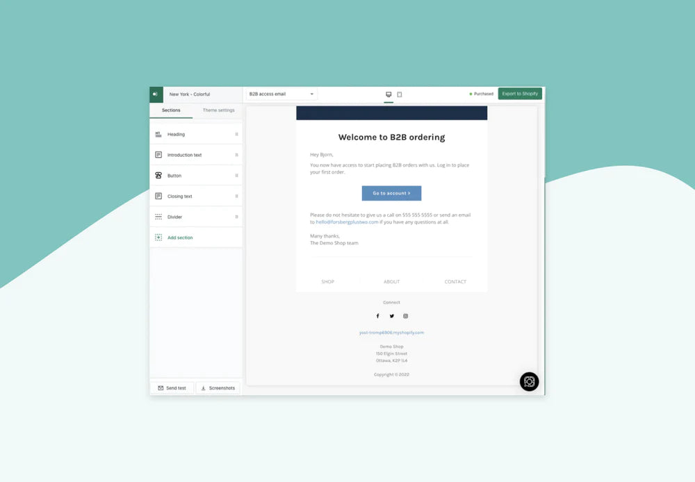 New template: Shopify "B2B access" email