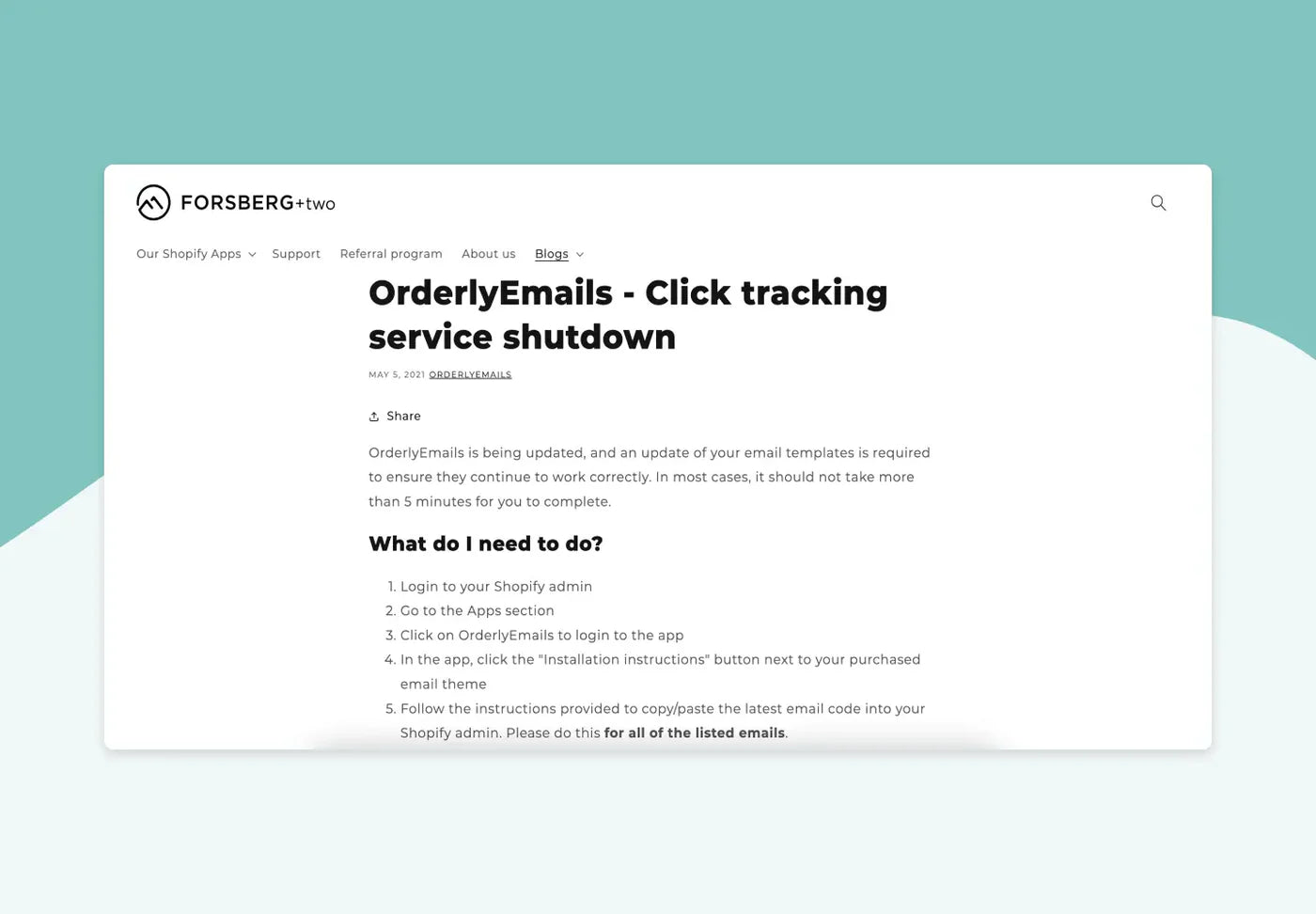 OrderlyEmails - Click tracking service shutdown