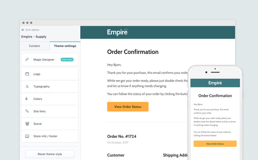 Introducing the Empire email templates for Shopify
