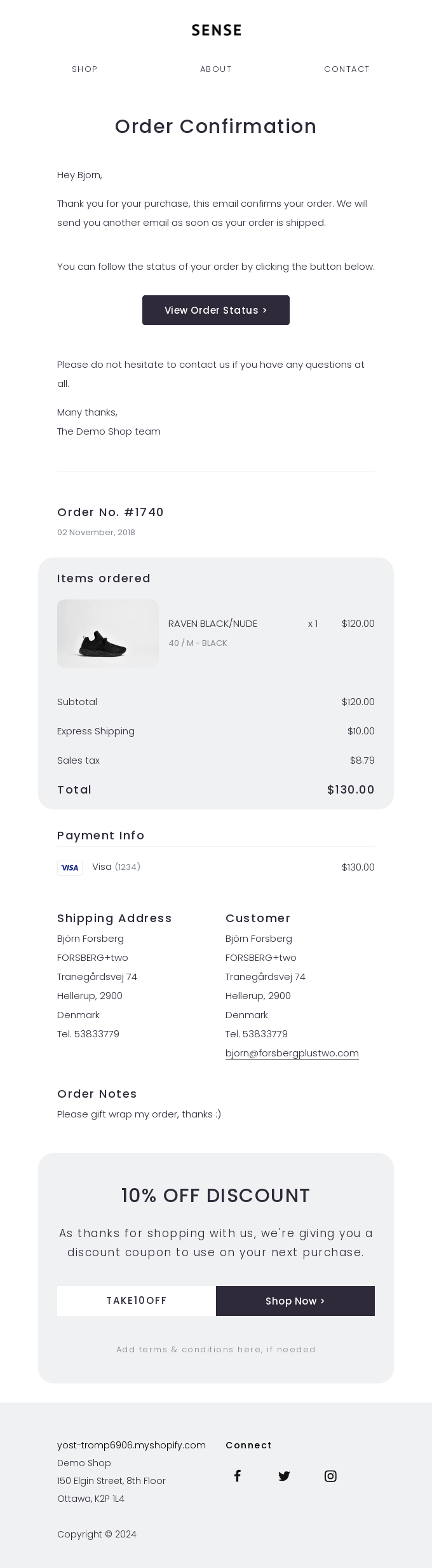Shopify Sense Template Examples Email Templates for Shopify - Sense theme
