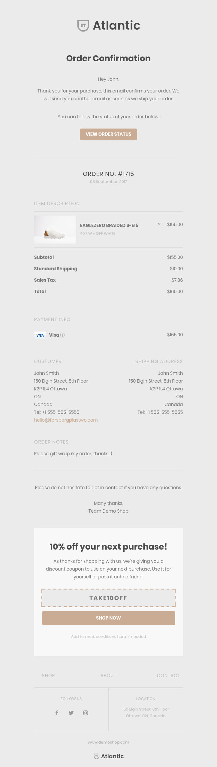 Atlantic email templates, Modern preset